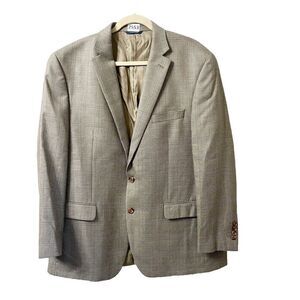 Ralph Lauren Men Brown Blazer 46R Tweed Plaid Wool Single Breast Silk Sport Coat